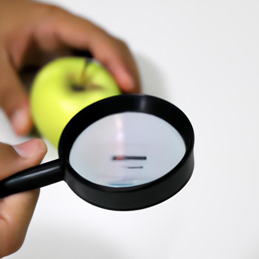 An individual closely inspecting the intricate details of the cost structure in Apple Business Manager using a magnifying glass