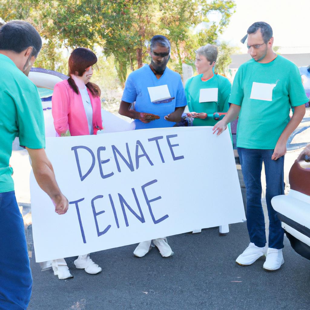 Volunteers play a critical role in organizing car donation events to generate funds for the kidney foundation.